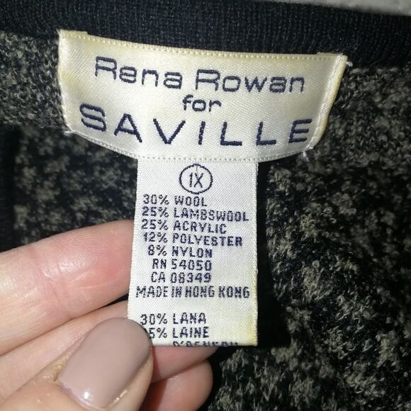 VINTAGE Grey Granny Preppy Wool Boucle Lambswool Long Cardigan Plus Size 1X - Picture 10 of 14